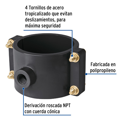 Abrazadera Pp P/toma Domiciliaria 4'' X 1/2'' Foset 40715