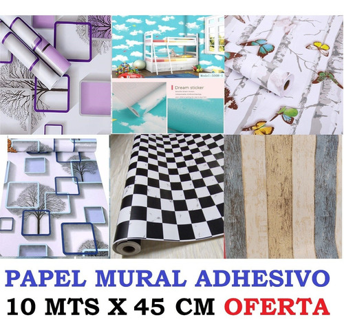 Papel Mural Autoadhesivo Pvc Rollo 10mts X 45 Cm Oferta