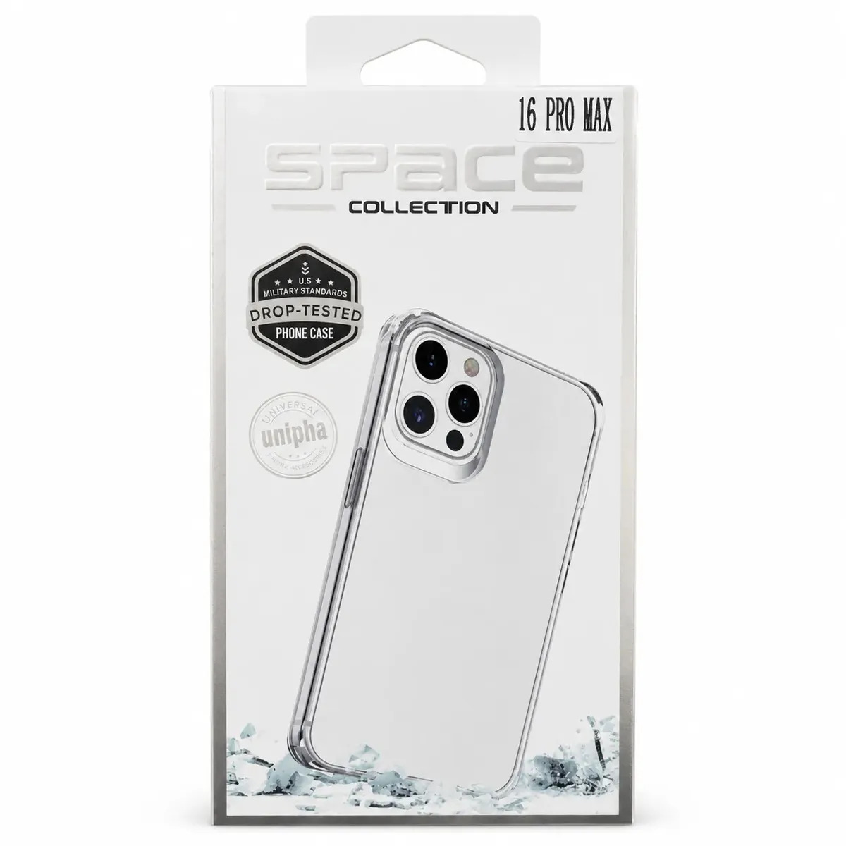 Capa Case Transparente Space Collection para iPhone 16 Pro Max com Proteção Anti Impacto