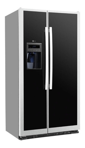 Refrigerador auto defrost GE Appliances PSMN3FFBFBN vidrio negro con freezer 628.2L 127V