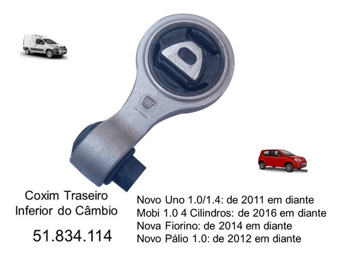 Coxim Inferior Do Câmbio Para Fiat Uno, Fiorino, Mobi, Srada