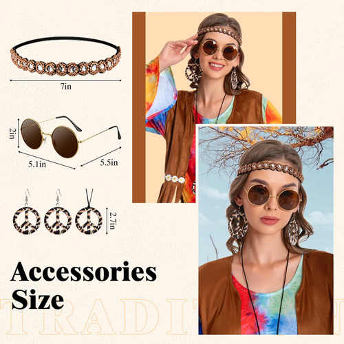 Ellzant Disfraz De Hippie De Los 70 Para Mujer, Trajes De Di