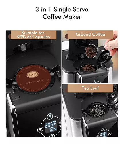 SIFENE Máquina de café de una sola porción, cafetera de cápsulas 3 en 1  para cápsula de una sola porción, cafetera de café molido, cafetera de  hojas