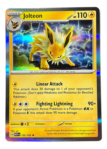 Jolteon 135/165 Holo Rare Scarlet & Violet 151 Pokemon Tcg