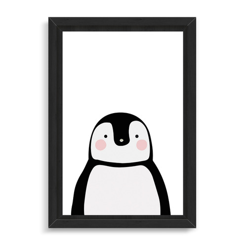Cuadrito Infantil Bebes 50x60 Box Negro Pinguino