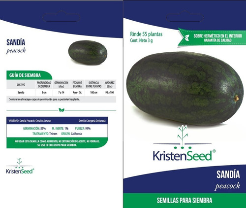 Sobrecitos De Semilla De Sandía Negra Peacock Con 10 Piezas