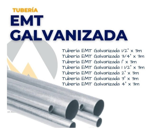  Tuberia Emt Galvanizada 1  1/2 X 3m