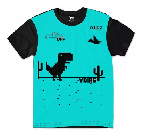 Camiseta Chrome Dino Game Jogo Google Internet Blue