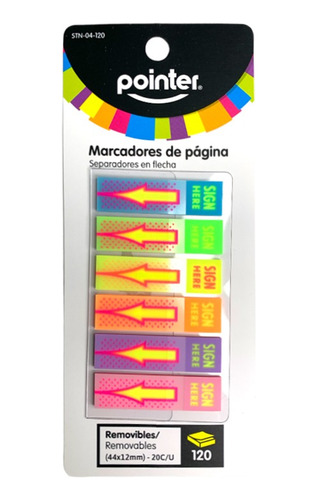 Separadores O Marcadores De Paginas En Flechas Colores Neón