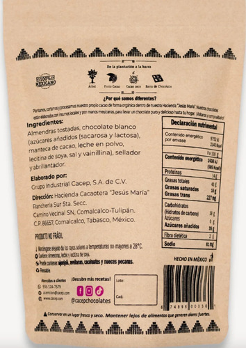 Almendras Con Chocolate Blanco, 400 G