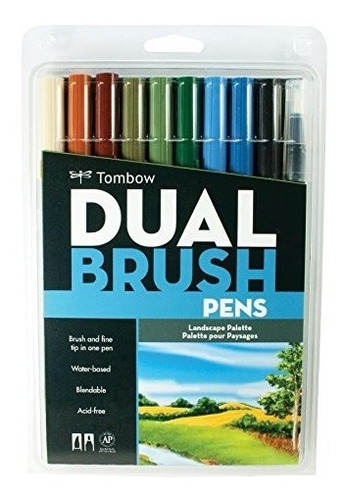 Tombow Dual Brush Markers, Landscape, Paquete De 10