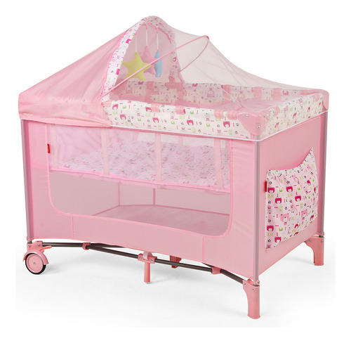 Cuna Corral Rest D Bebe Color Rosa Diseño De La Tela Rosa