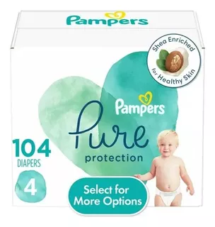 Pampers Pure Protection Pañales Naturales, Etapa 4, 104 Ct Talla etapa 4