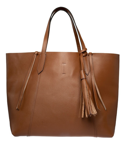 Bolsa Mujer Cafe Camel Tote Shopper 100% Piel Moda Original