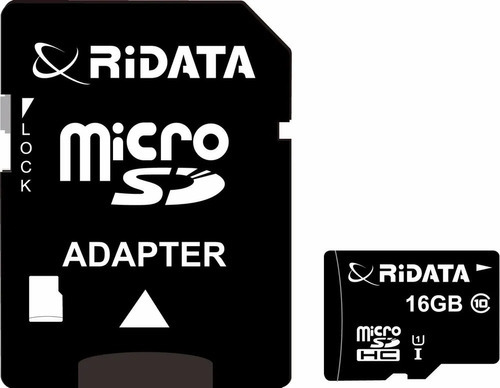 Imagen 2 de 2 de Memoria Micro Sd 16gb Clase 10 Hd Con Adaptador Ridata
