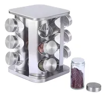 Comprar Set De 12 Condimenteros Giratorio De Acero Inox Cuadrado