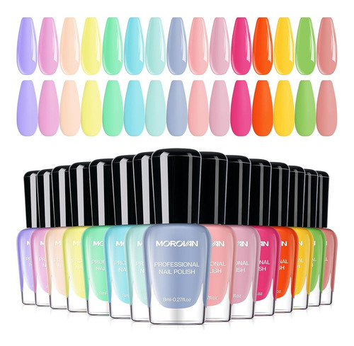 Juego De Esmalte De Uñas Para Uñas: Pastel Macaron Rainbow K
