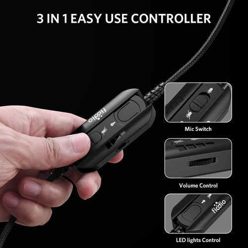 Fiodio 7.1 Auriculares Para Juegos Con Sonido Envolvente Con Negro.