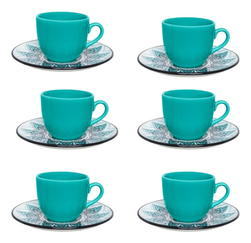 Set X6 Pocillos De Cafe Con Plato 50ml Oxford Serene 