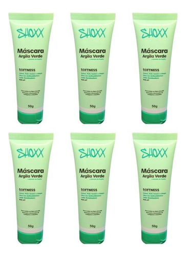 Máscara faciai para pele Shoxx Mascara facial shoxx argila verde 50g - kit c/6un