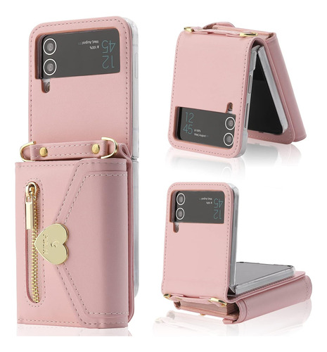 Funda Cartera Para Samsung Galaxy Z Flip 4 Love Flip Rosa