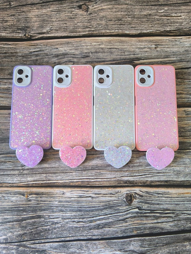 Funda De Brillo Y Pop De Corazón Para Samsung A04e Lila