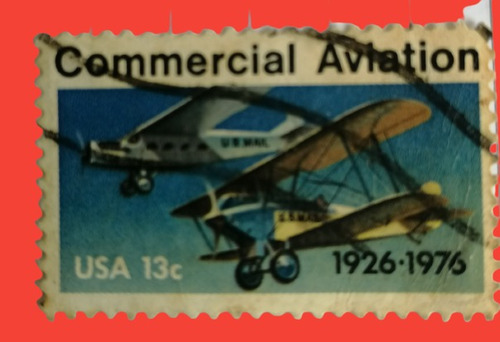  Estampilla Americana De 13c De Aviación 