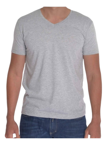 Camiseta Básica Cuello En V 100% Algodón Peinado Para Hombre