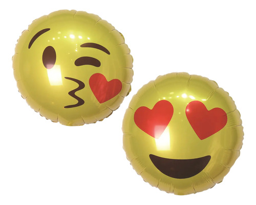 Globo Emoji De 12 Pulgadas Besito Y Ojos De Corazón Amor 