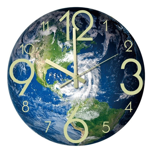 Reloj De Decoración De Oficina En Casa Redondo Tierra