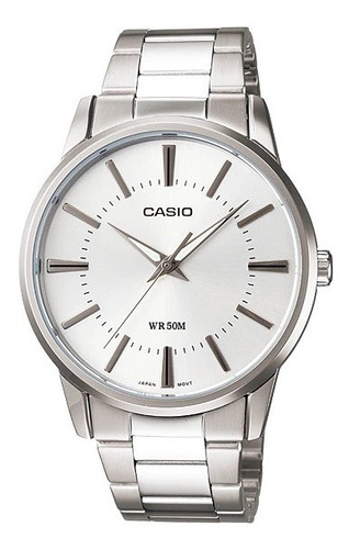 Reloj Casio Mod.mtp-1303d-7a Color de la malla Plateado Color del bisel Plateado Color del fondo Blanco