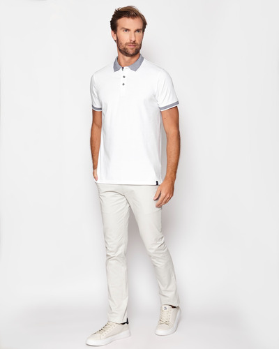 Camisa Polo Resumo Branca Algodão Pine