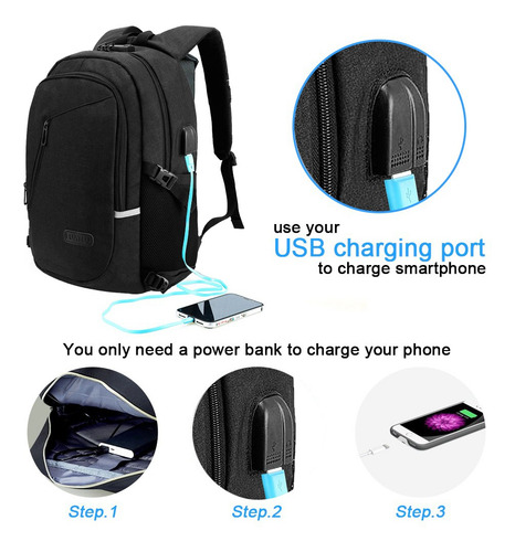 Mochila Urbana Antirrobo De 30l Con Cargador Usb