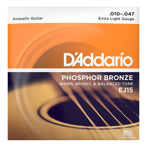 Juego De Cuerdas Para Guitarra Acústica Daddario Ej15 Bronce
