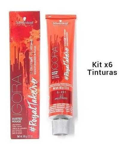 Kit X 6 Tintura Schwarzkopf Igora Dusted Rouge Rojizos 60grs