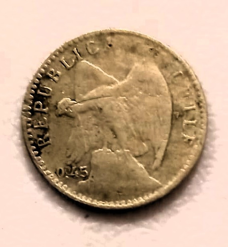 Moneda De Plata De 5 Centavos 1915 De Chile