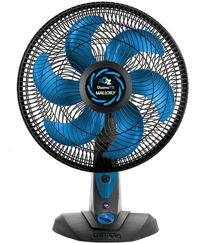 Ventilador De Mesa Mallory 40cm Ozonic Ts 110v Cor da estrutura Preto Cor das pás Azul