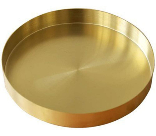 Bandeja Redonda Dorada, 6 Bandejas Decorativas De Metal, Ban