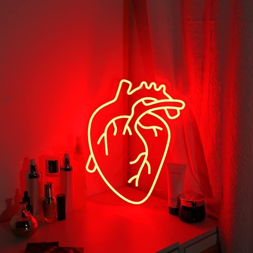 Cartel Neon Led Corazón Acrilico Transparente Personalizado 