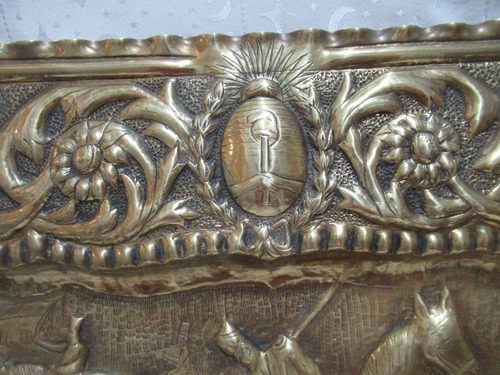 Cuadro Bronce San Martín Batalla San Lorenzo Firmado (15485) Dorado (Usado)