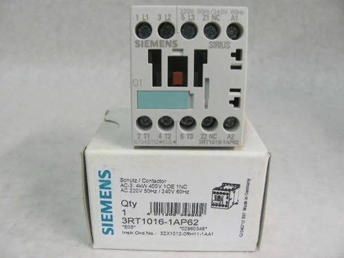 Contactor Eléctrico Siemens 3rt1016 4amp 3polos 
