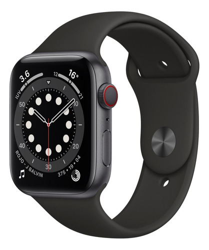 Imagem 1 de 8 de Apple Watch  Series 6 (GPS+Cellular) - Caixa de  alumínio cinza-espacial de 44 mm - Pulseira esportiva preto