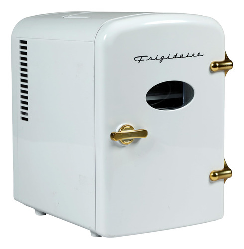 Mini Refrigerador Personal Retro Portátil Color Oro Blanco