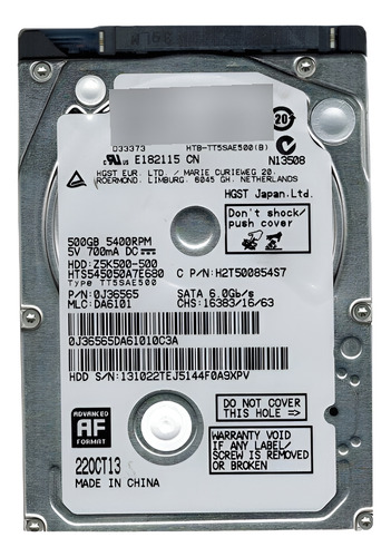 Disco Duro Hgst Hitachi Travelstar 500gb Sata 2.5 Plateado