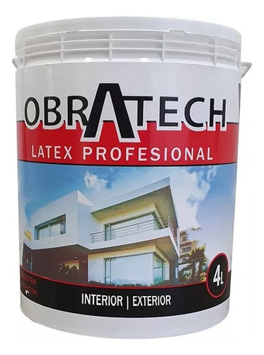 Pintura Látex Blanco Interior Exterior 4 Litros Obratech