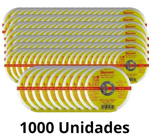 1000 Discos De Corte Starrett Abrasivo 115mm 4.1/2 Aço Inox