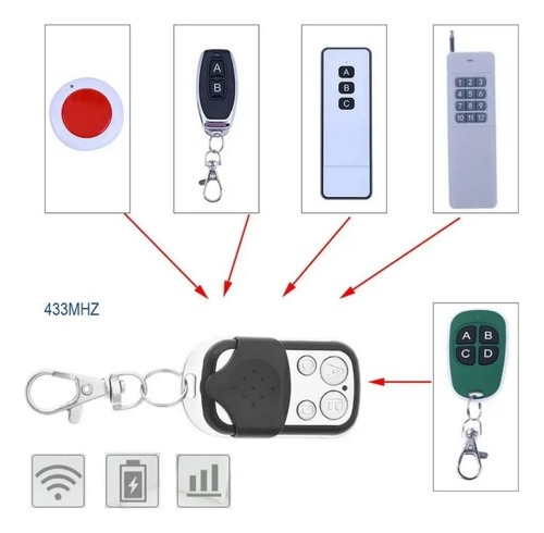 Control Remoto 433mhz 4b P/garaje: 3 Pzs Códigos Variables