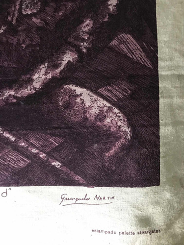 Aguafuerte Quinquela Martín Estampado Alpargatas C1950 (Usado)