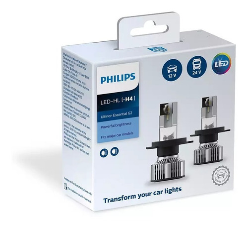 Imagen 2 de 5 de Ampolletas Led Philips Ultinon Essential H4 P43t