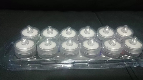 12 Vela Led Sumergible Luz Blanca Centros Mesa Fiesta Boda